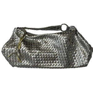 Fashion Express Metallic Silver Woven Shoulder‎ Bag Purse Y2K 90's Festival